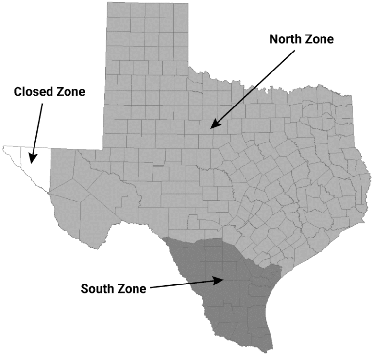 Whitetail Deer Texas Deer Hunting Zones Map